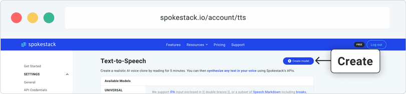Create a TTS Model